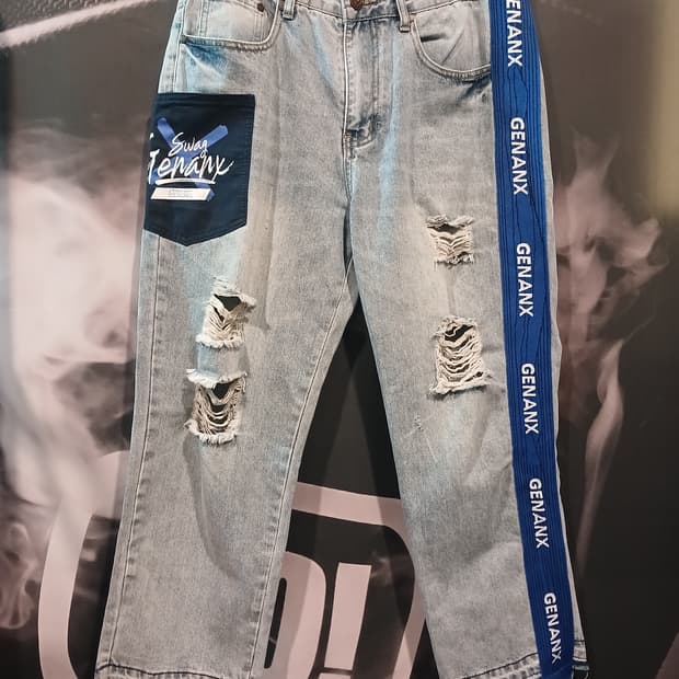 GENANX 디스트레스트 데님 팬츠