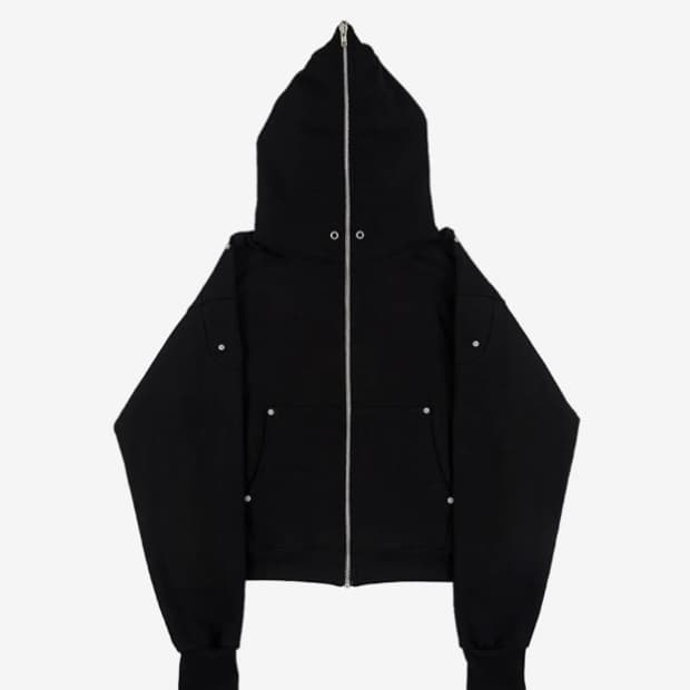 [1] 선데이오프클럽 페이스 집업 테리 모토 후디 블랙