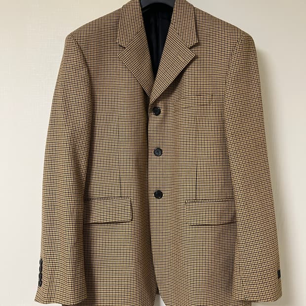 Mngu 3버튼 체크 블레이저 짱구원장 자켓