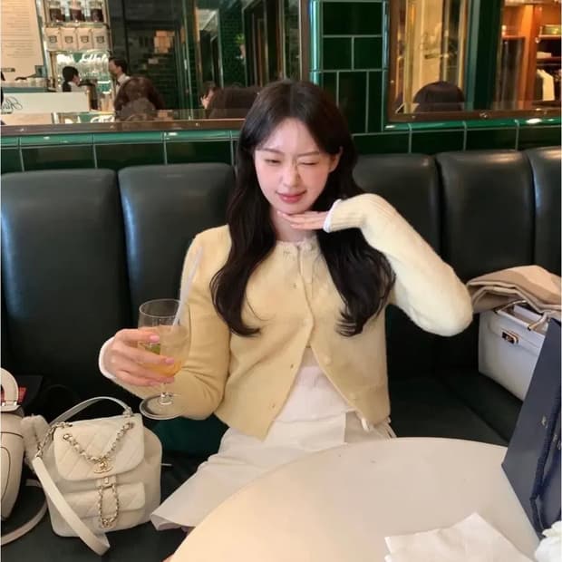 르플레인 베이비옐로우 가디건