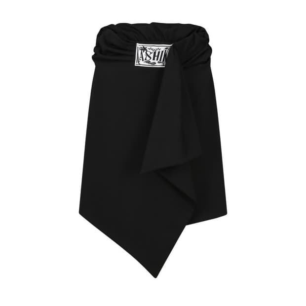 Kashiko Embroied Patch Draped Wrap Skirt