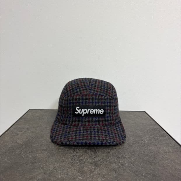 (OS) 슈프림 박스로고 캠프캡 모자 그레이 체크
