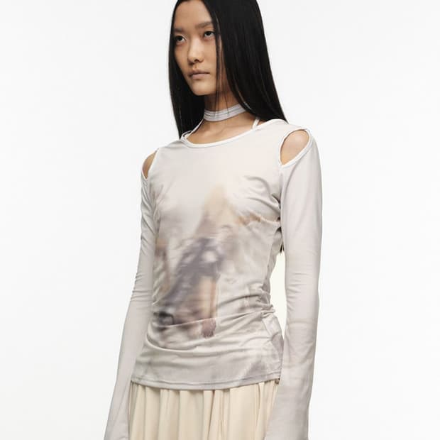 Nache 나체 컷아웃 slim fit long sleeve ivory