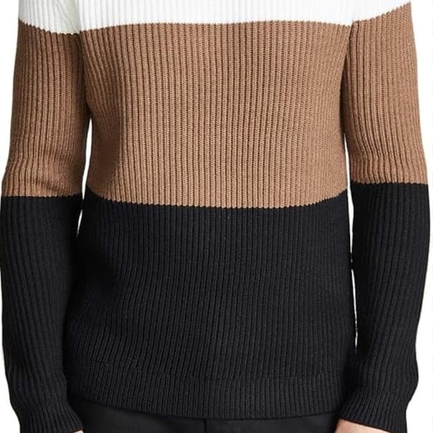 띠어리 THEORY 메리노울 100% 배색 니트 스웨터 L사이즈