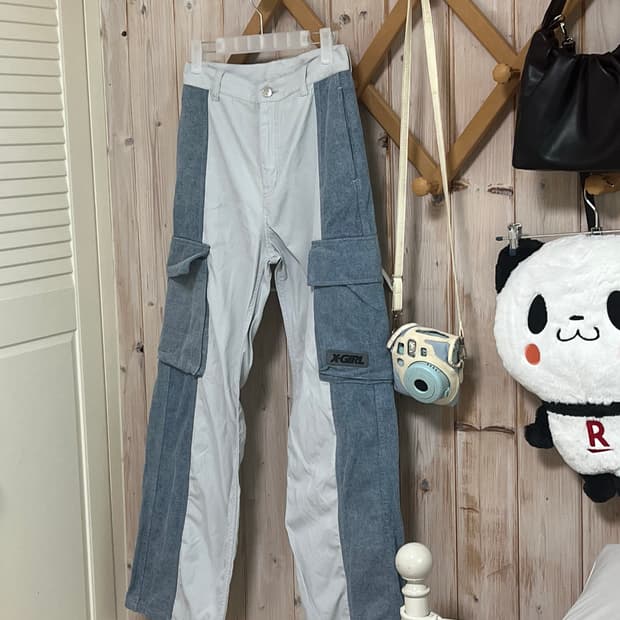 X-girl  카고 데님 코튼 멀티 포켓 팬츠