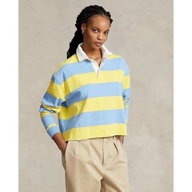 [여성 S] 폴로 랄프로렌 스트라이프 크롭 럭비 셔츠