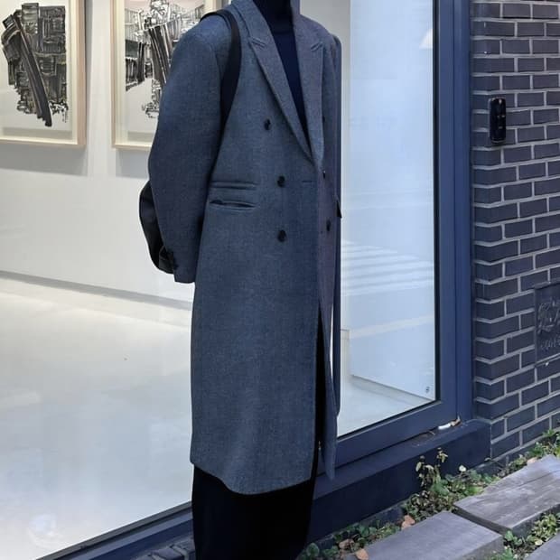 [1회착용] 토니웩 체스터필드 코트 미드 그레이 헤링본 S 사이즈