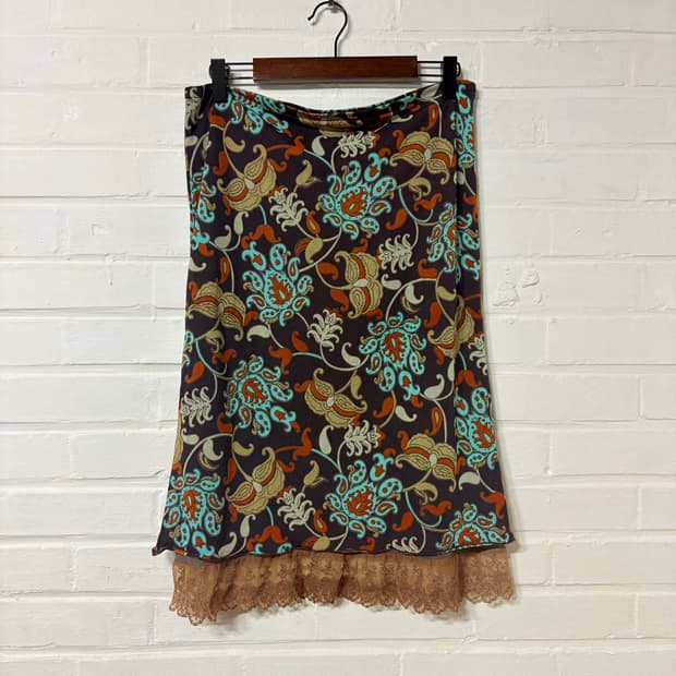 jpn vintage flower race midi skirt