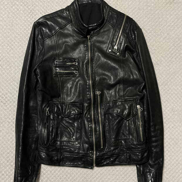 광희시장 웨스턴 무드 램스킨 양가죽 절개 레더 자켓