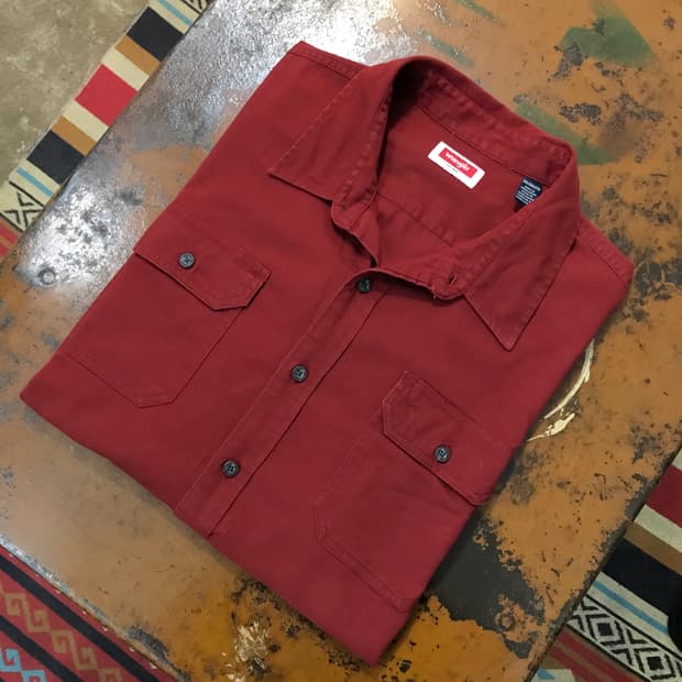 랭글러 투포켓 버건디 레드 코튼 워크 셔츠 남성 115 빅사이즈