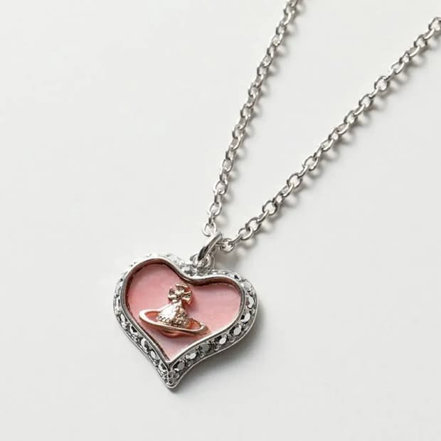 비비안웨스트우드 페트라 하트 목걸이 실버 핑크 정품