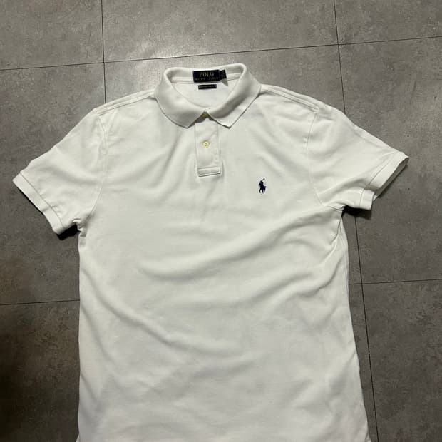 랄프로렌 폴로 화이트 컬러 빈티지 pk 코튼 셔츠 숏슬리브 95size 