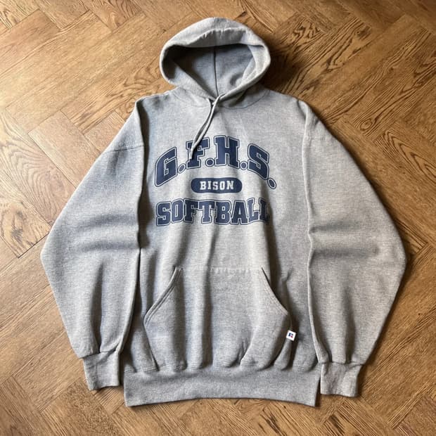 [XL]90's 러셀 Made in USA 그레이 후드 티셔츠