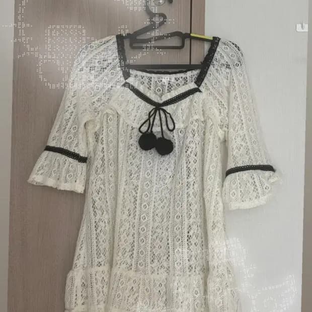왕방울 폼폼 모리걸 페어리 갸루 빈티지 시스루 블라우스