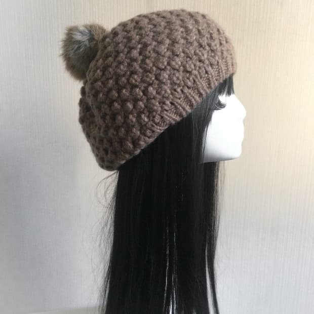  Pom knit beret