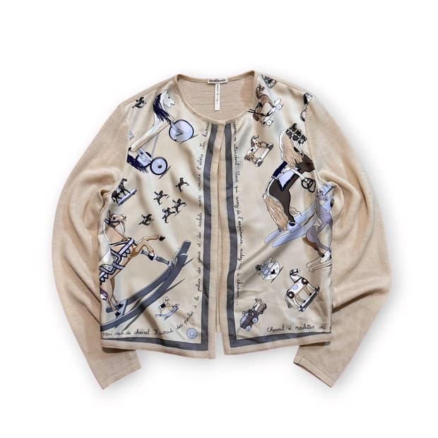 에르메스 트윈 세트 패턴 실크 가디건