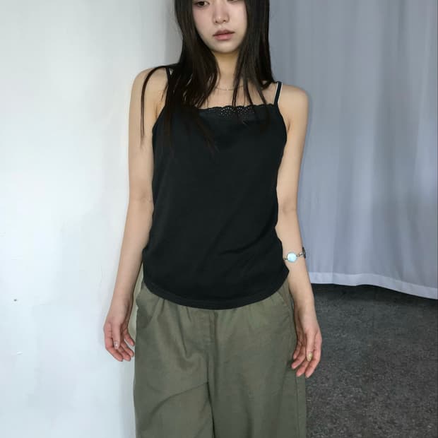 Michel Klein 블랙 레이스 나시
