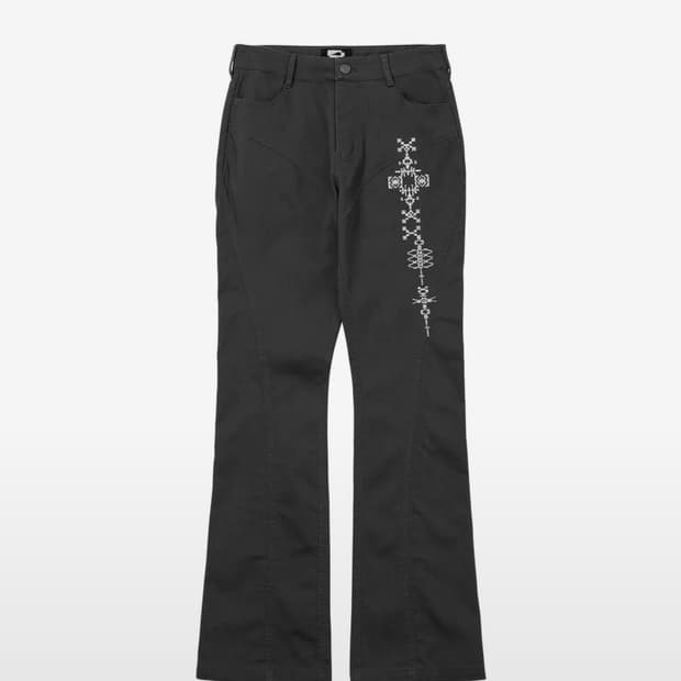 웰빙익스프레스Embroidered Line Pants Charcoal s