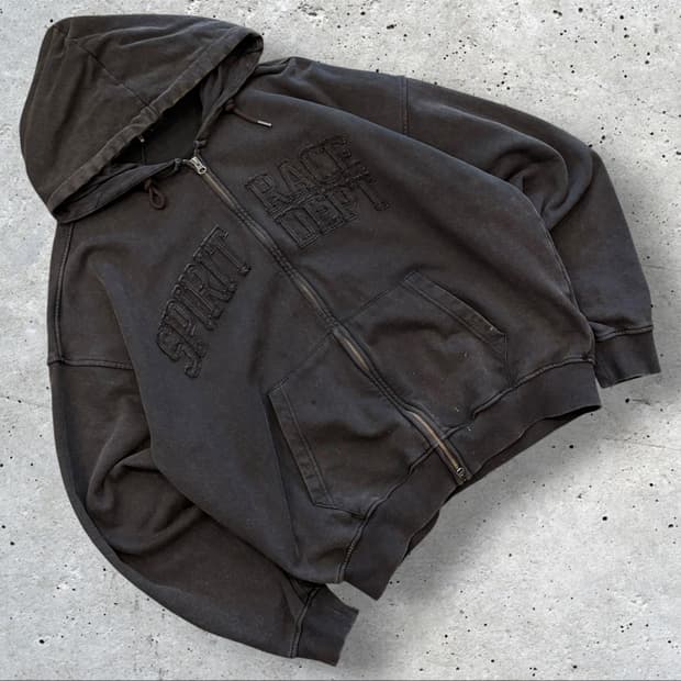 [L] 버커루 빈티지 다잉 워싱 후드집업 카키 그레이 D841