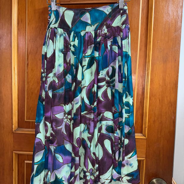 수채화 플라워 쉬폰 롱 스커트