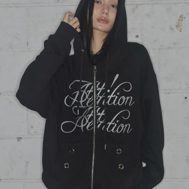 어텐션 아일렛 후드 집업 (BLACK) F25ZA010