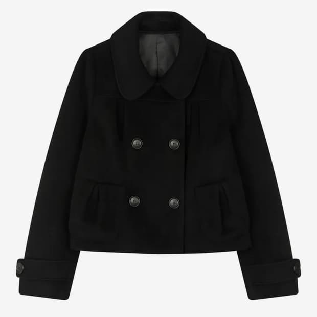 M)레이즈미야 캐시미어 로제 더블 숏 코트 블랙 