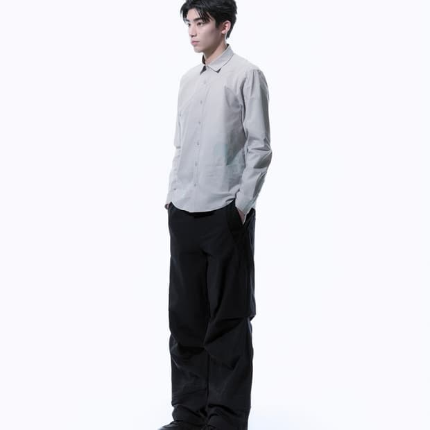 산산기어 Linen Block Pants Black