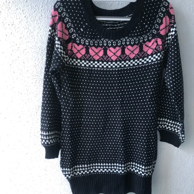 도트 블랙 롱 니트 원피스