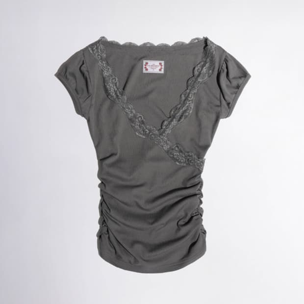 스컬프터 lace trim wrap tee M사이즈