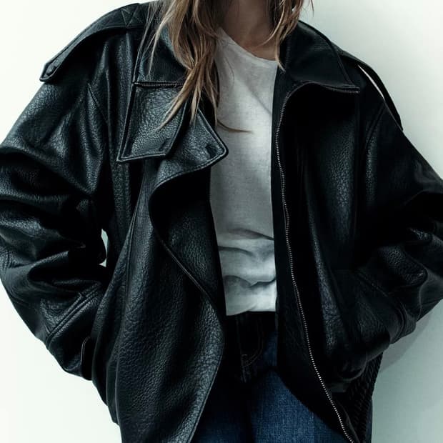 자라 레더 재킷 블랙 S