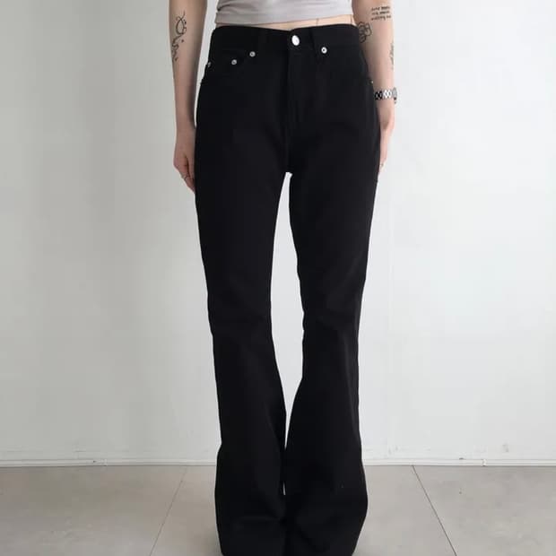 급처/ 택O, 새상품) ootj 루즈 부츠컷 팬츠 블랙