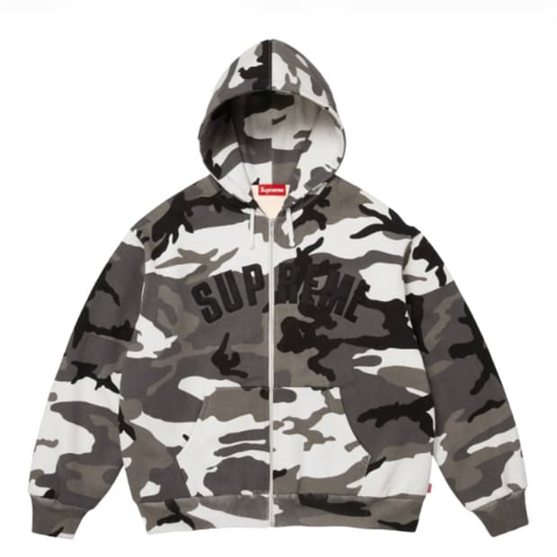 슈프림 아크 써멀 라인드 집업 후드 스웨트셔츠 스노우 카모