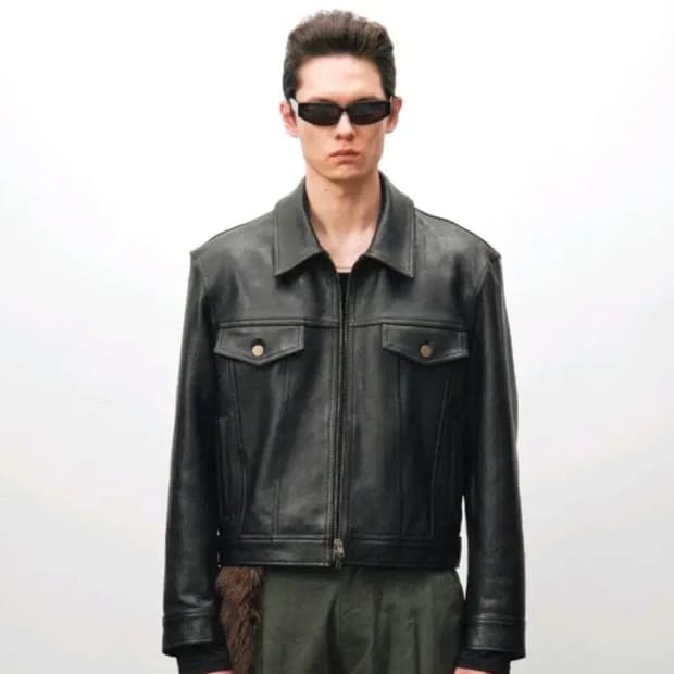 노이어 앤틱 카우 레더 트러커 자켓