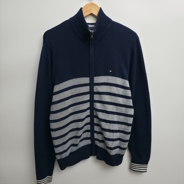 [M] 타미힐피거 네이비 스트라이프 니트 집업