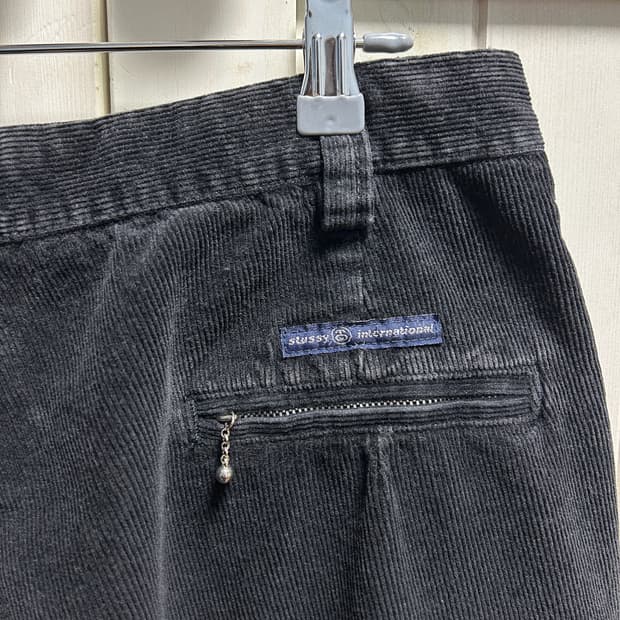 90s 90년대 올드 stussy 스투시 볼체인 코듀로이 팬츠 블랙