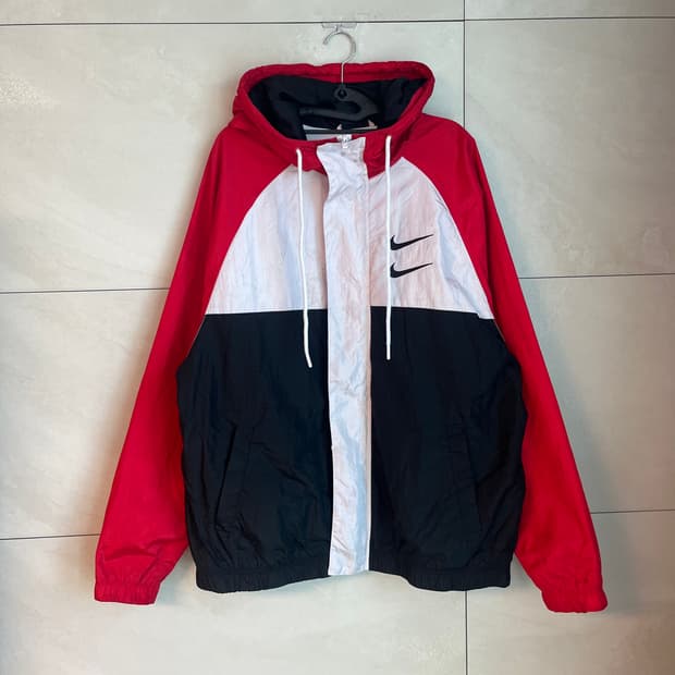[XL] 나이키 더블 스우시 바람막이 레드/화이트/블랙