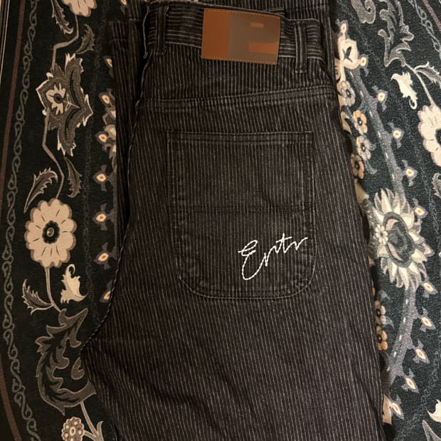 Stripe Denim Pants Black (L)