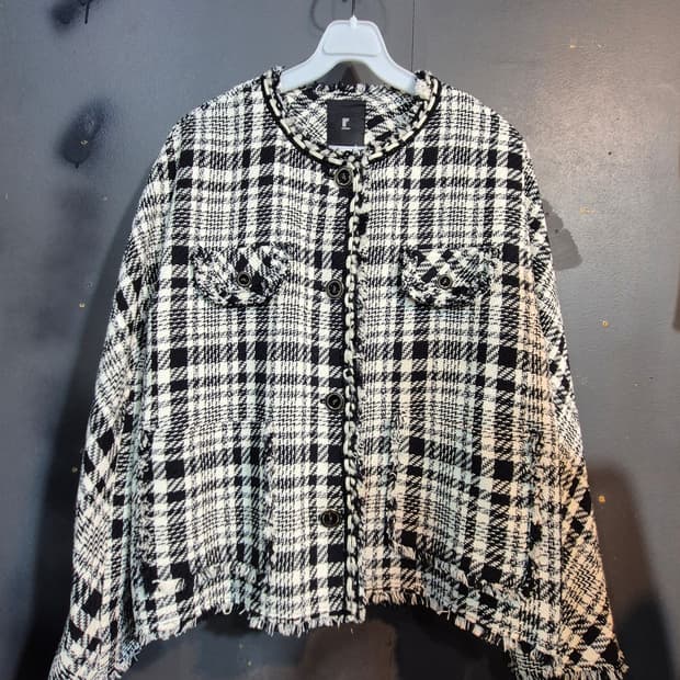 레노마 간절기 체크 패턴 트위드 자켓 77 프리