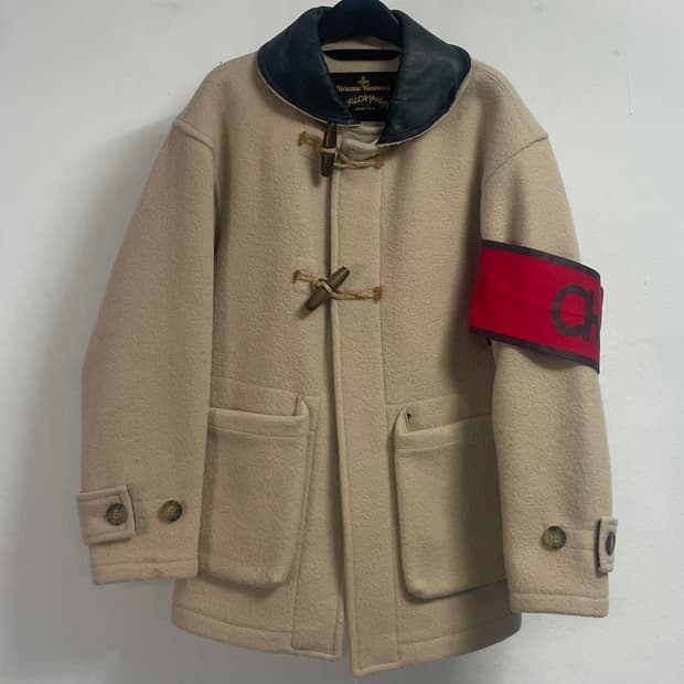 비비안웨스트우드 x 글로버올 레더 카라 울 더플 코트 (on.487)