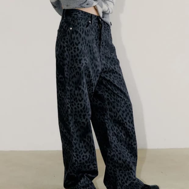오피쉬 oafish WIDE LEOPARD PANTS, CHARCOAL
