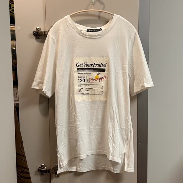 빈티지 행텐 파인애플 프린팅 티셔츠 화이트