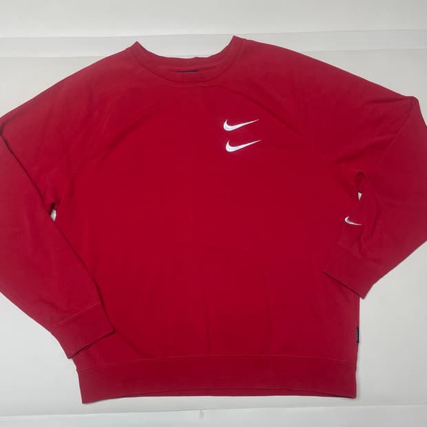 나이키 더블 스우시 크루넥 레드 맨투맨 XXL