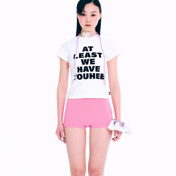 YOUHEE 유희 lettering T-shirt pink 반팔 티셔츠