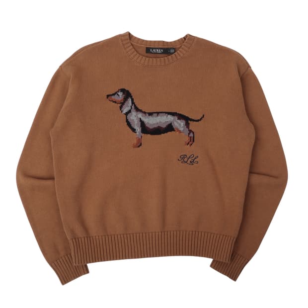 로렌 랄프로렌 브라운 도그 인타르시아 스웨터 니트