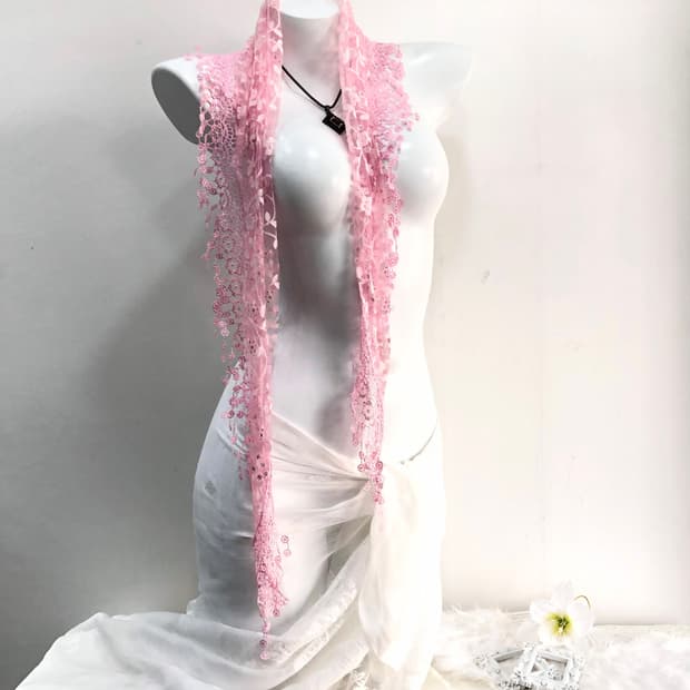 pink floral pattern shawl scarf 