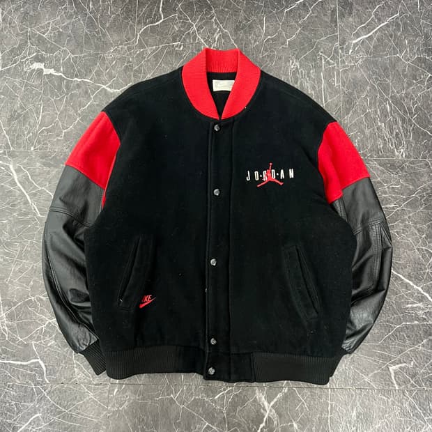 나이키 90s 에어조던 점프맨 레더암 바시티 자켓