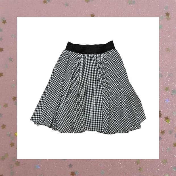 밴딩 체크 미디스커트
