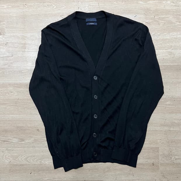 트루젠 캐시미어 미니멀 베이직 니트 가디건 [블랙] XL/105