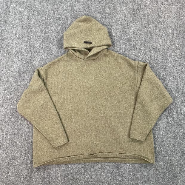 25 FW 피어오브갓 에센셜 아크릴 울 블렌드 니트 후드티 헤더그레이