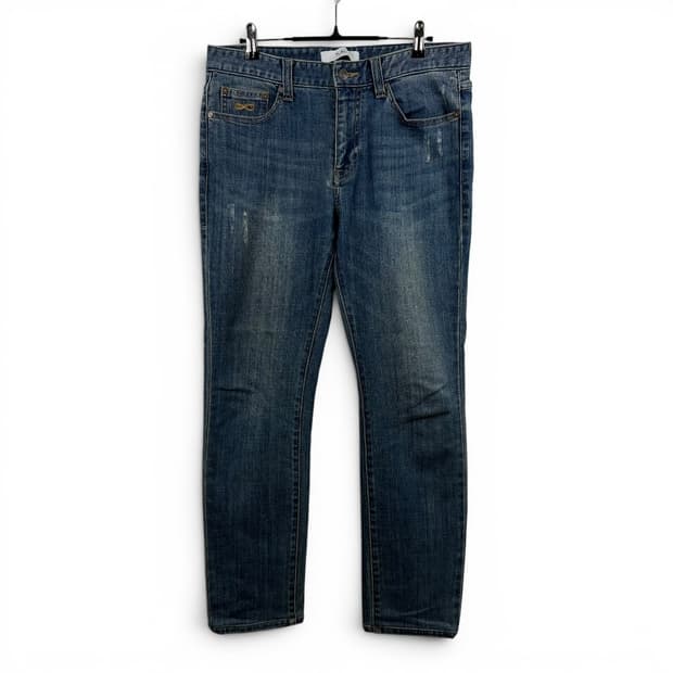 (32) 플랙 슬림핏 연청 데님 팬츠